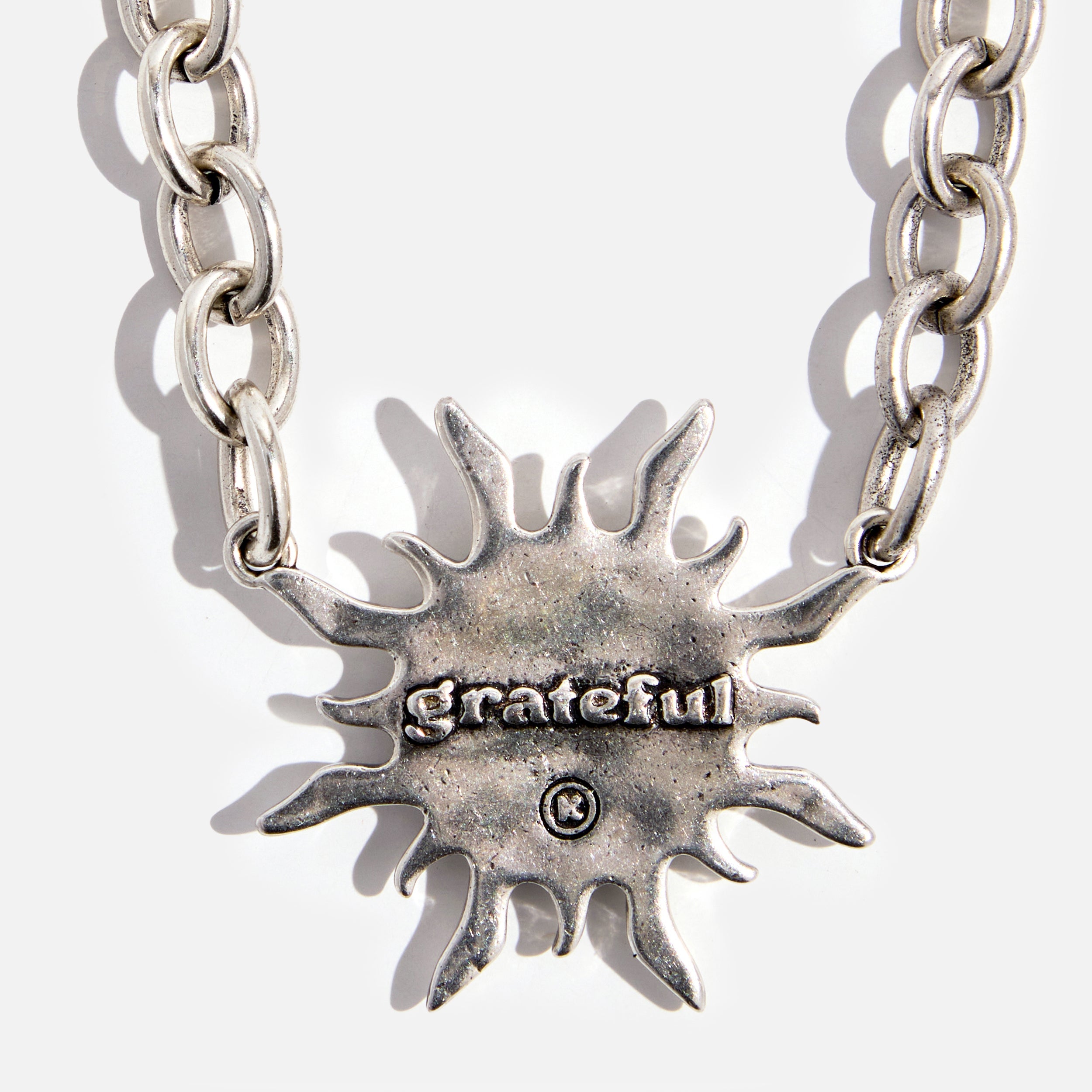 Katia Designs antique gold midi choker necklace featuring a grateful sun pendant, stylish jewelry for layered or statement looks.