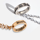 Katia Designs original gold necklace with clear AB crystal accents, featuring the "Remember Who the F*ck You Are" message ring.