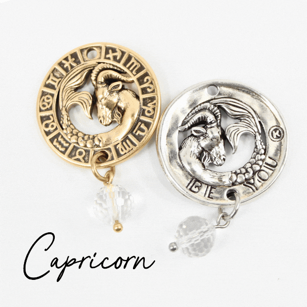 Katia Designs Be You Zodiac Original Lite Necklace in antique gold featuring Aries zodiac symbol and delicate chain.