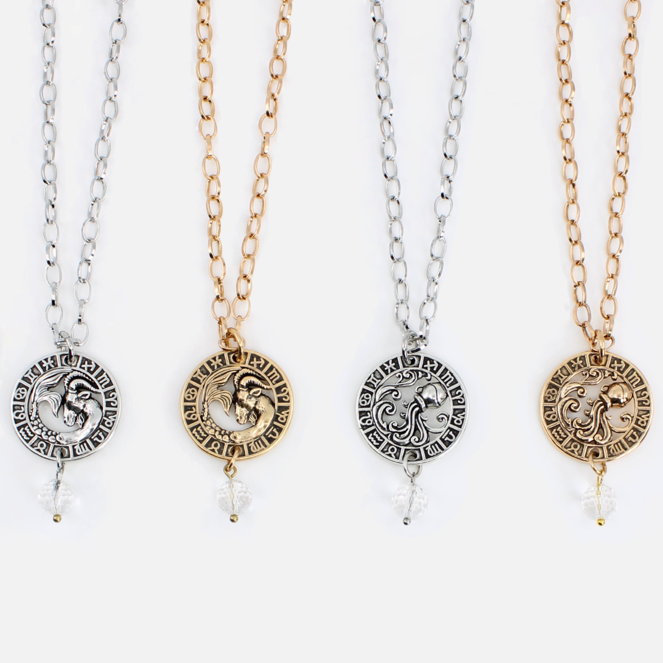 Katia Designs Be You Zodiac Original Lite Necklace in antique gold featuring Aries zodiac symbol and minimalist design.
