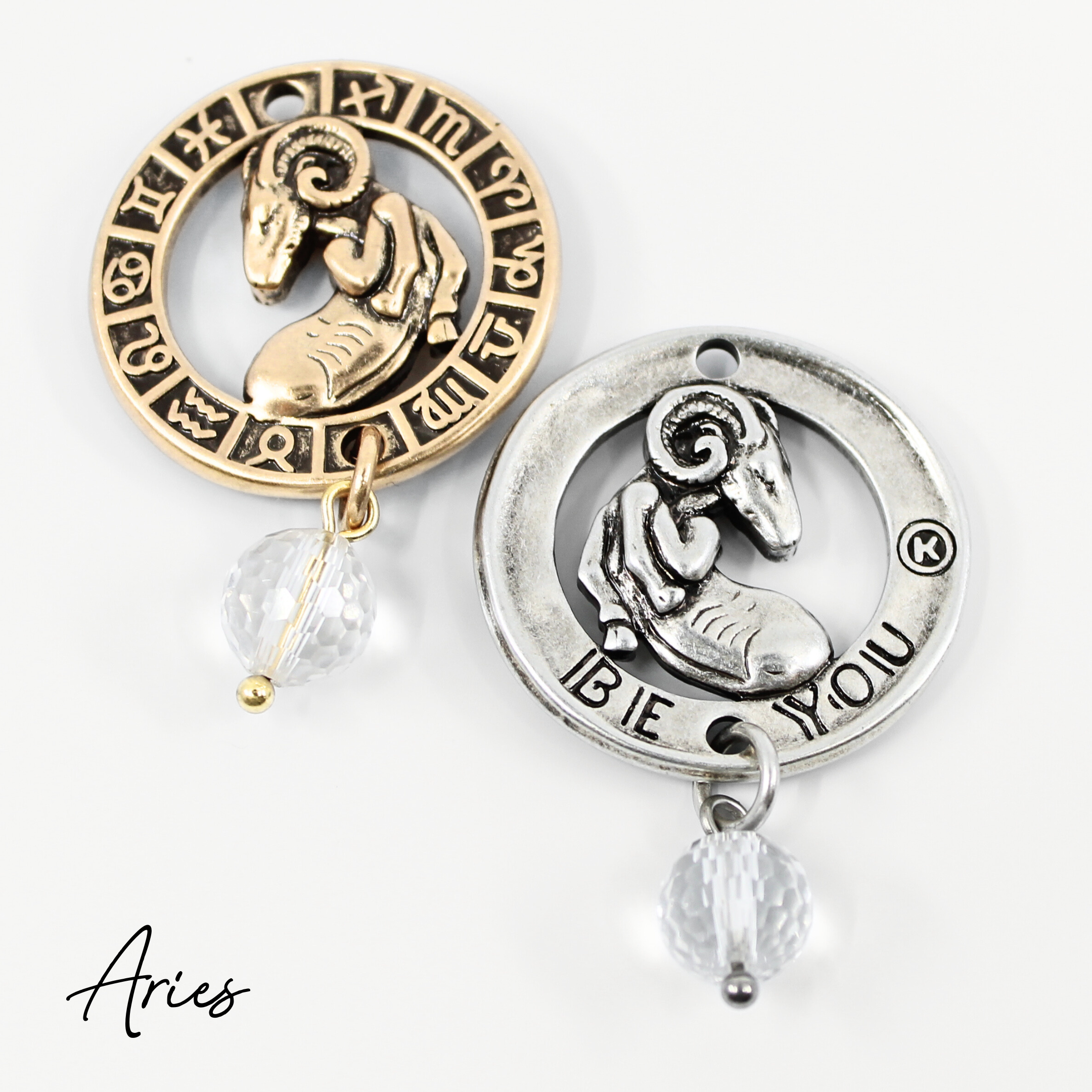 Antique gold Aries Be You Zodiac Original Lite Necklace by Katia Designs featuring a zodiac pendant on a delicate chain