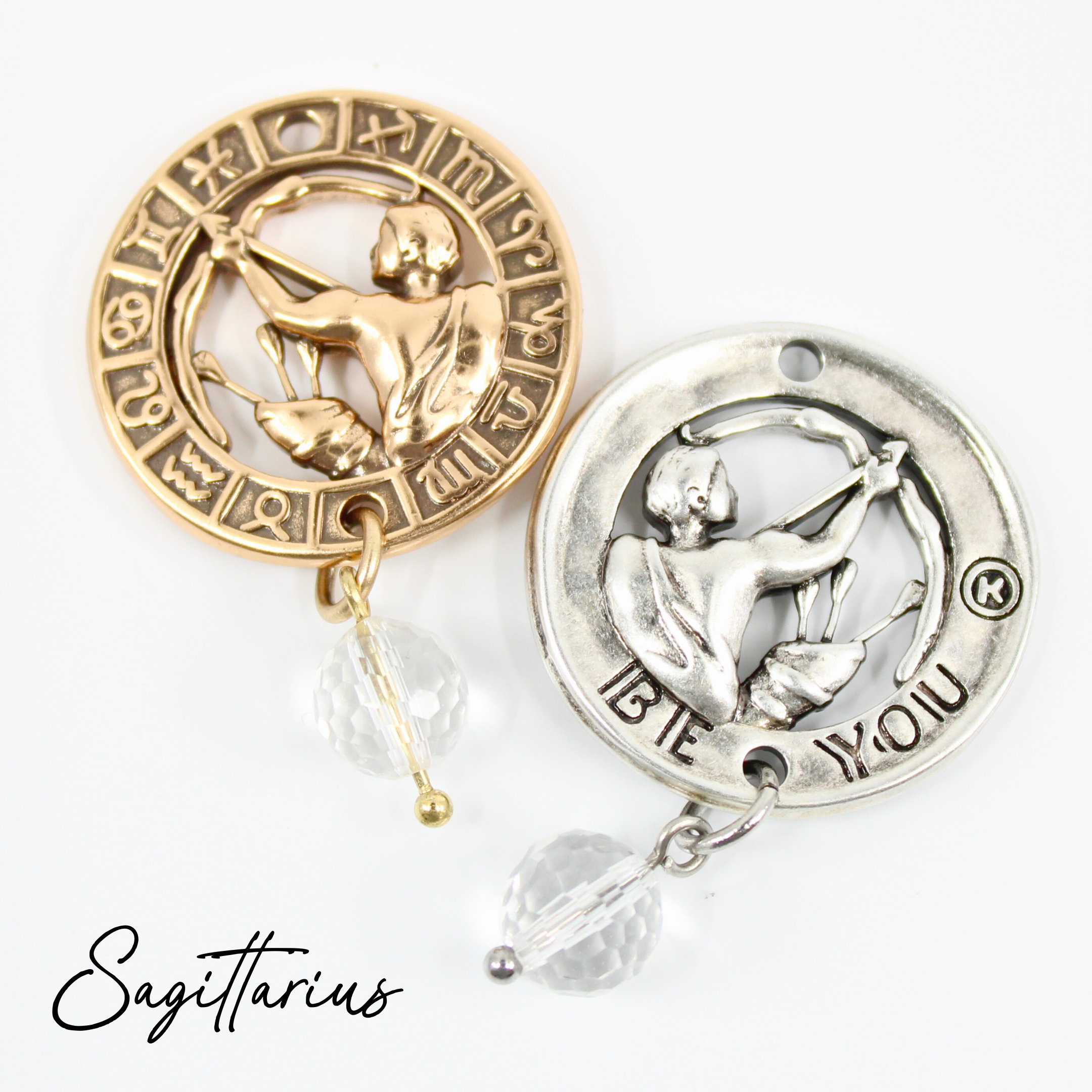 Antique gold Aries Zodiac Be You Original Lite Necklace by Katia Designs featuring a delicate pendant with zodiac symbol.