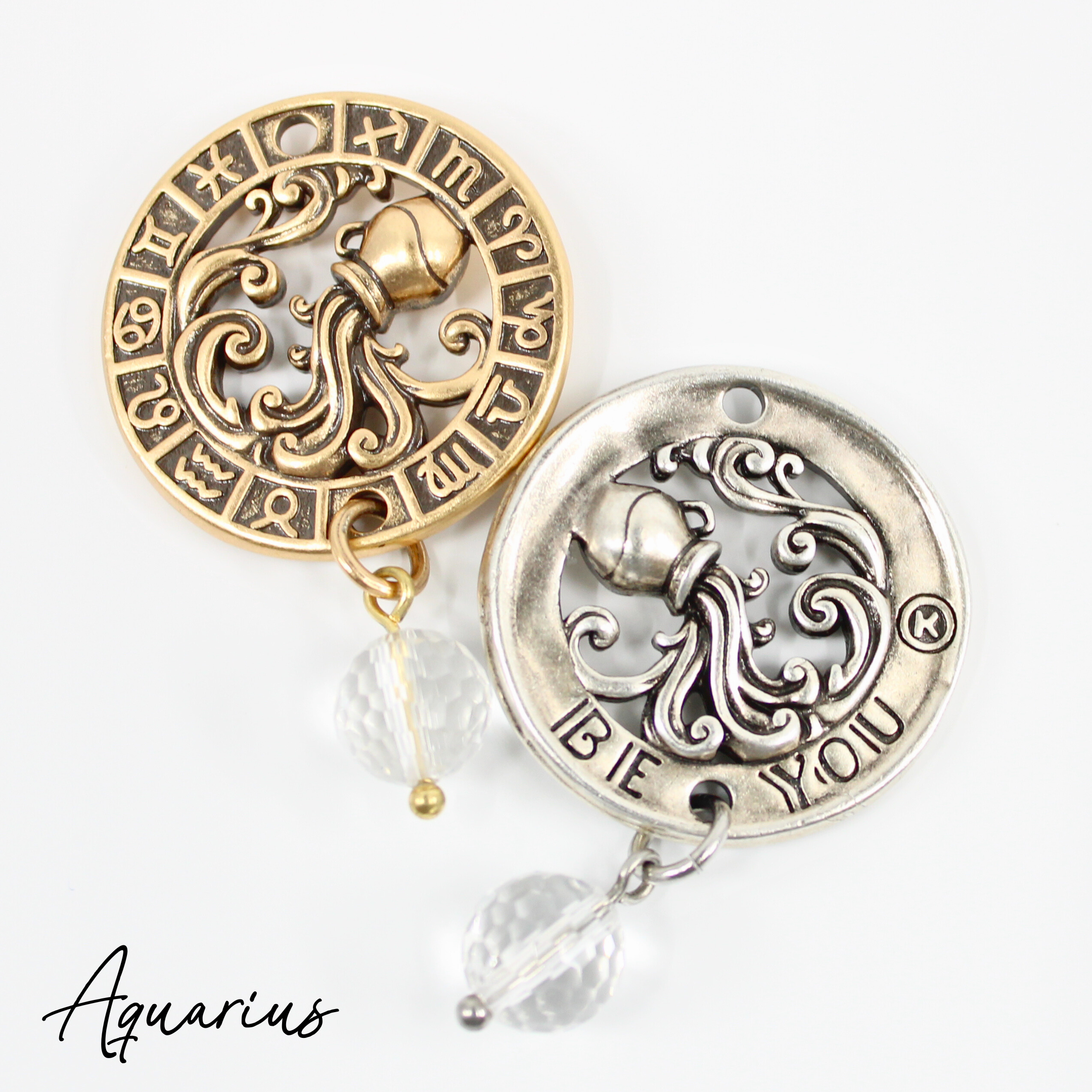 Antique gold Be You Zodiac Original Lite Necklace by Katia Designs featuring Aries zodiac pendant on a delicate chain.