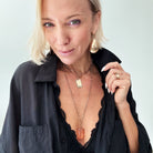 Katia Designs Love Heart Original Lite Necklace in antique gold with a delicate love heart pendant on a fine chain.