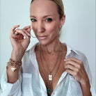 Katia Designs All Is Well Original Lite Necklace in antique gold with smoky crystal, delicate jewelry with a minimalist style.