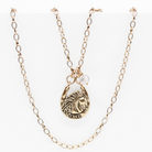 Katia Designs Wild & Free Horse Original Lite Necklace in antique gold featuring a detailed horse pendant on a delicate chain.