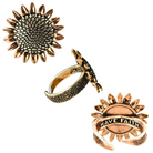 Katia Designs Have Faith Sunflower Inspire adjustable ring featuring a sunflower design on a silver band.