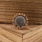 Katia Designs Have Faith sunflower inspire adjustable ring with sunflower design and open band, silver-tone jewelry for women