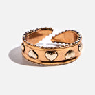 Katia Designs Love Always Hearts adjustable ring featuring heart-shaped accents on a sleek band.