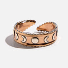 Katia Designs Trust Moon Phase adjustable ring featuring a celestial moon phase design on a silver band.