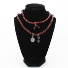 Katia Designs I Am Safe Heart wood boho wrap bracelet and necklace with antique gold accents, featuring a heart charm.