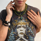 Katia Designs Breathe Heart Wood Boho Wrap Bracelet and Necklace featuring natural wood beads and a heart pendant.