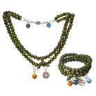Katia Designs Breathe Heart Wood Boho Wrap Bracelet and Necklace featuring natural wood beads and a heart pendant.
