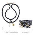 Katia Designs F*ck It Heart wood boho wrap bracelet and necklace with natural wooden beads and a heart charm.