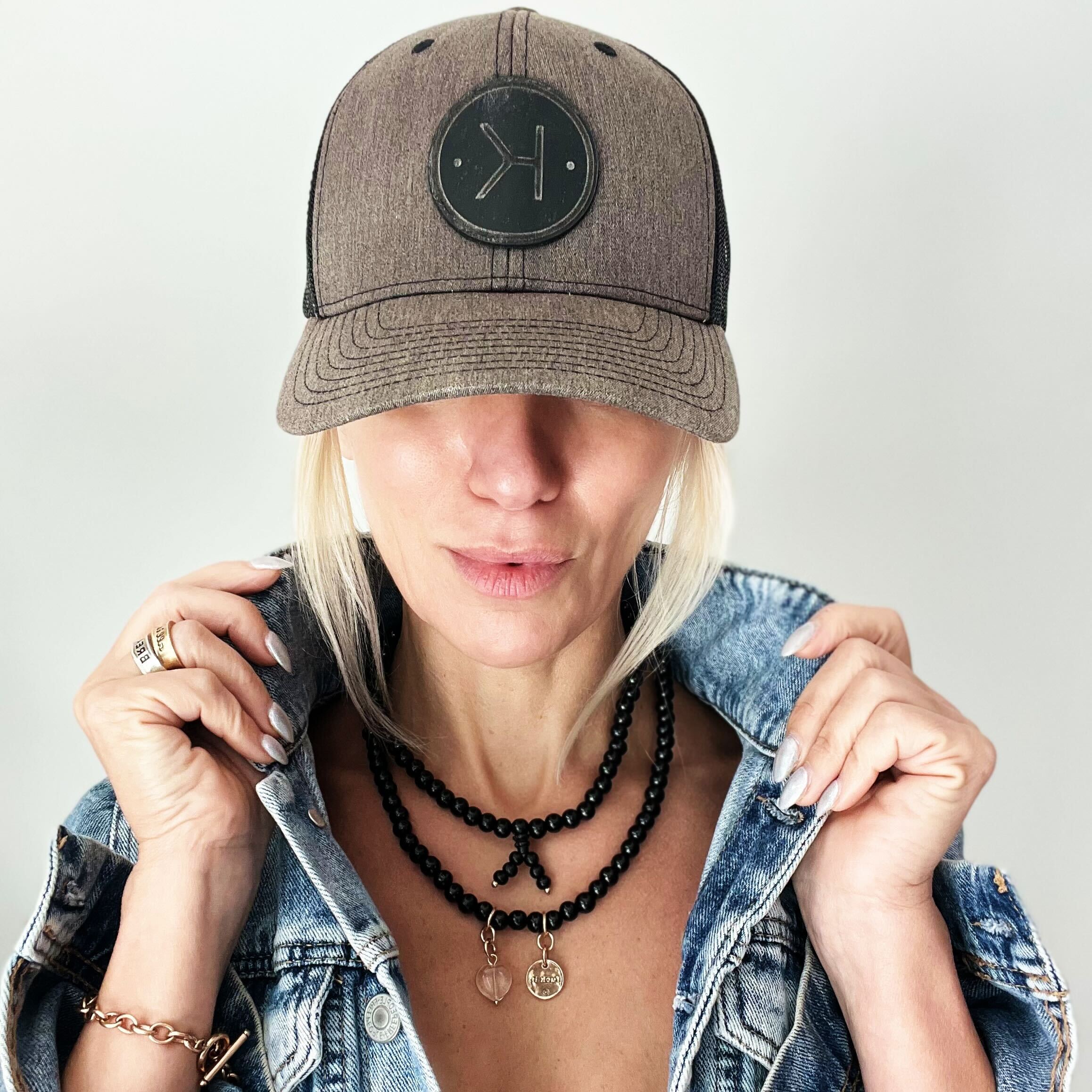 Katia Designs F*ck It Heart wood boho wrap bracelet and necklace with natural wooden beads and a bold heart charm.