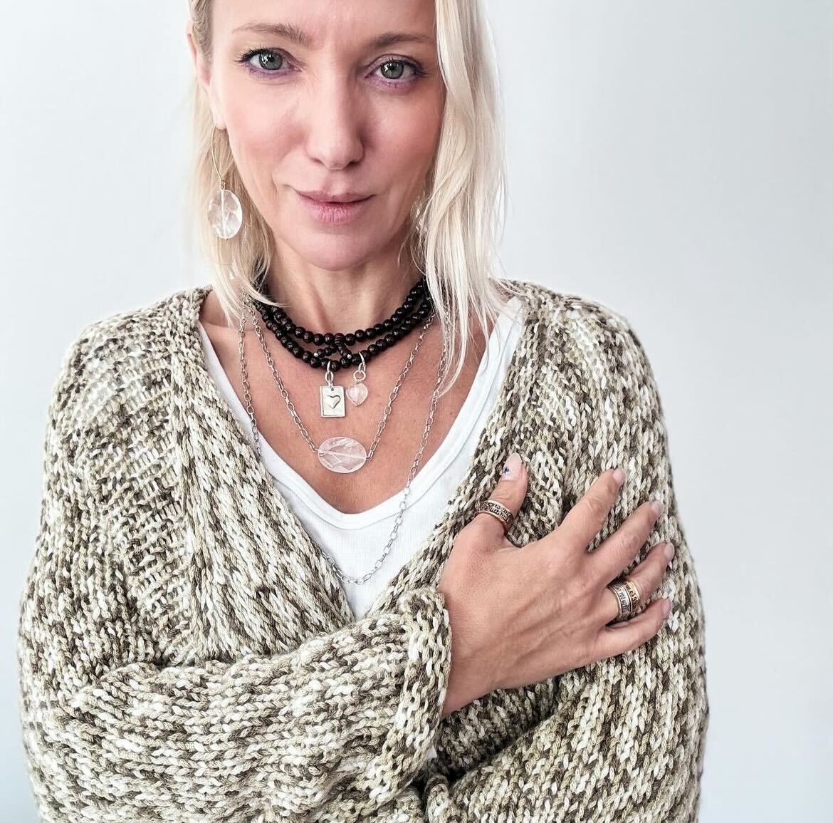 Katia Designs I Am Strong Heart wood boho wrap bracelet and necklace with natural wooden beads and heart charm.