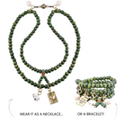 Katia Designs heart wood boho wrap bracelet and necklace featuring natural wood beads and a "Today I Choose Joy" charm.