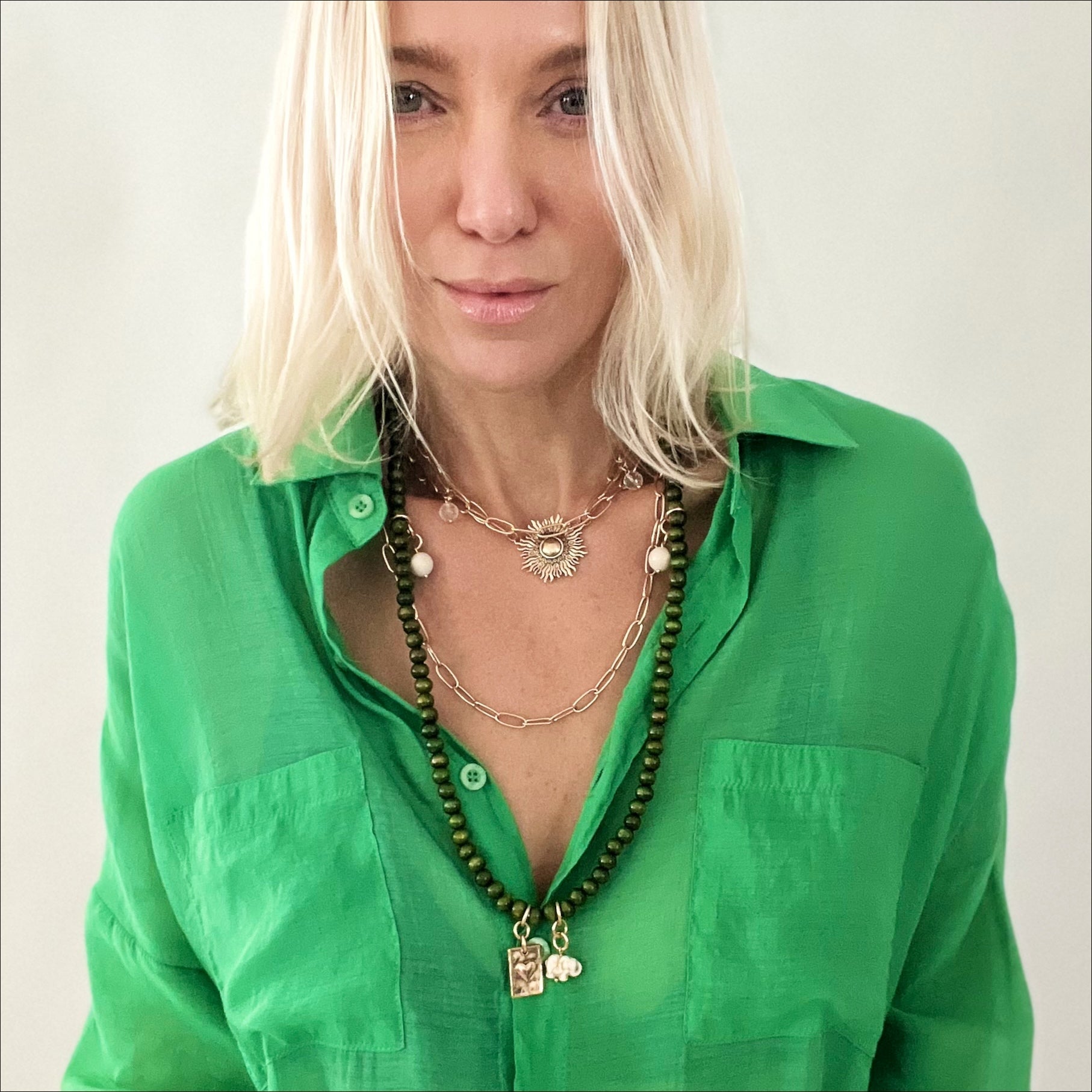 Katia Designs heart wood boho wrap bracelet and necklace with "Today I Choose Joy" inscription, featuring natural wood beads.