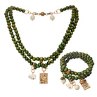 Katia Designs heart wood boho wrap bracelet and necklace with "Today I Choose Joy" charm, featuring natural wood beads and design.
