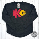 Black leopard women's curved hem crewneck sweatshirt by The Graphic Tee featuring a stylish arrowhead graphic print.