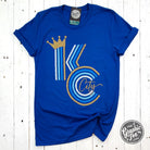 Royal blue KC Crown Ombre Short Sleeve Tee by The Graphic Tee, featuring a graphic crown design with gradient ombre effect.