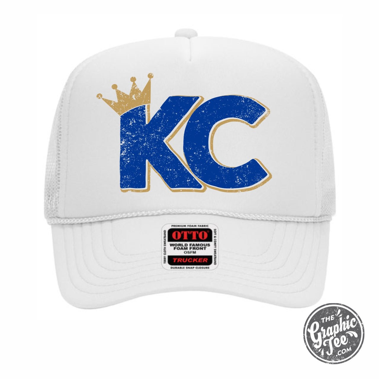 KC Crown Trucker Cap by The Graphic Tee featuring a structured front panel and adjustable snapback closure.