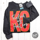 Mineral washed ladies lace-up sweatshirt by The Graphic Tee from KC Fueled By Haters collection, casual shirt with unique wash finish.