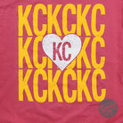 Red heart graphic on KC KC KC Comfort Wash short sleeve crew neck tee by The Graphic Tee, casual men's T-shirt.