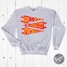 Adult ash crewneck sweatshirt featuring KC Pennants graphic design by The Graphic Tee, casual and comfortable for everyday wear.