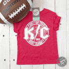 Red youth short sleeve graphic tee from The Graphic Tee featuring KC Rock design, ideal for casual wear and everyday style.