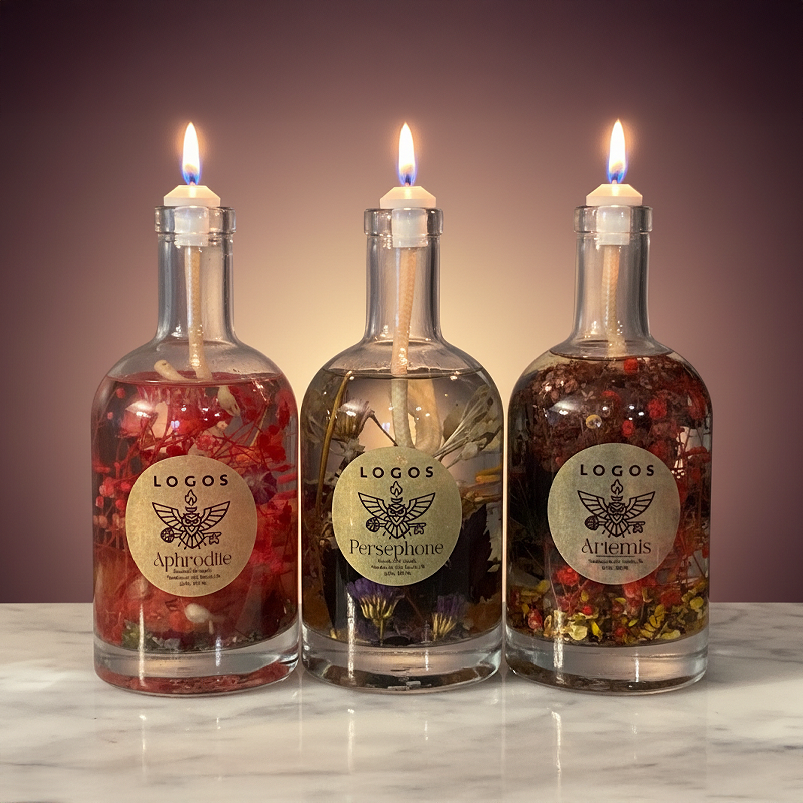 Logo Candles Self-Care Trio with scented candles, skincare products, and relaxation accessories in a cozy bundle.