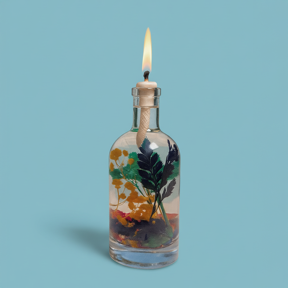 Uranus oil candle by Logos Candles featuring a celestial-themed design on a glass container with a wick for aromatic lighting.