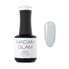 Madam Glam "Am I Clear?" nail polish bottle with clear cap and label, showcasing the brand's nail product.