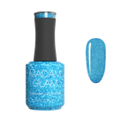 Madam Glam Aqua Shine nail polish bottle with vibrant blue color and sleek design, showcasing the product label and packaging.