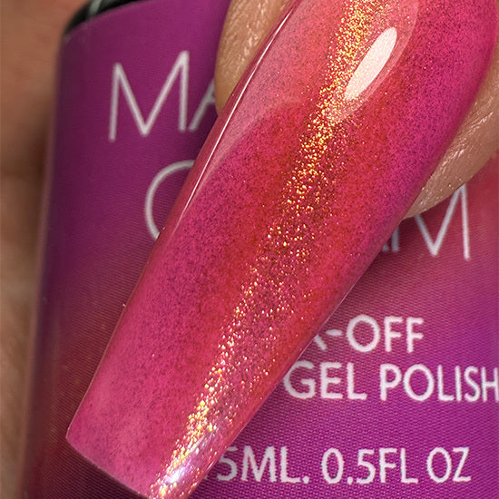 Madam Glam Cafeteria Crush nail polish bottle with vibrant pink shade and glossy finish on a white background.