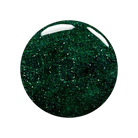 Shimmering emerald glittery nail polish from Madam Glam with a glossy, sparkly finish in a vibrant green shade.