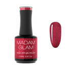 Madam Glam Heart Glow nail polish bottle with a pink heart-shaped design and sparkly finish on a white background.