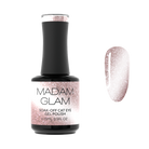 Madam Glam Moonlit Romance nail polish bottle with a sleek black cap and a label featuring moonlit scenery design.