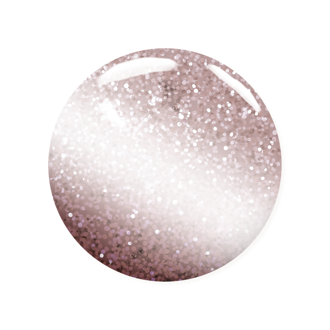 Madam Glam Moonlit Romance nail polish bottle with the label visible, featuring a sleek black cap and colorful nail polish inside.