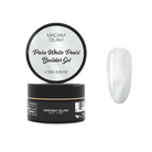 Madam Glam Pure White Pearl nail polish in a sleek white shade with a pearl finish, showcasing a smooth, glossy bottle.