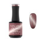 Madam Glam Rose Taupe nail polish bottle with the color swatch showing a soft taupe-pink shade.