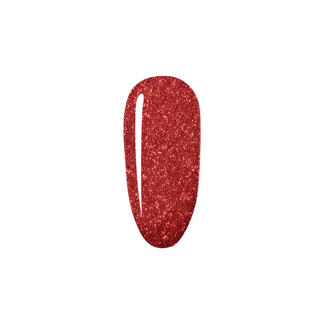 Bright scarlet red nail polish bottle by Madam Glam with a sleek, modern design and glossy finish.
