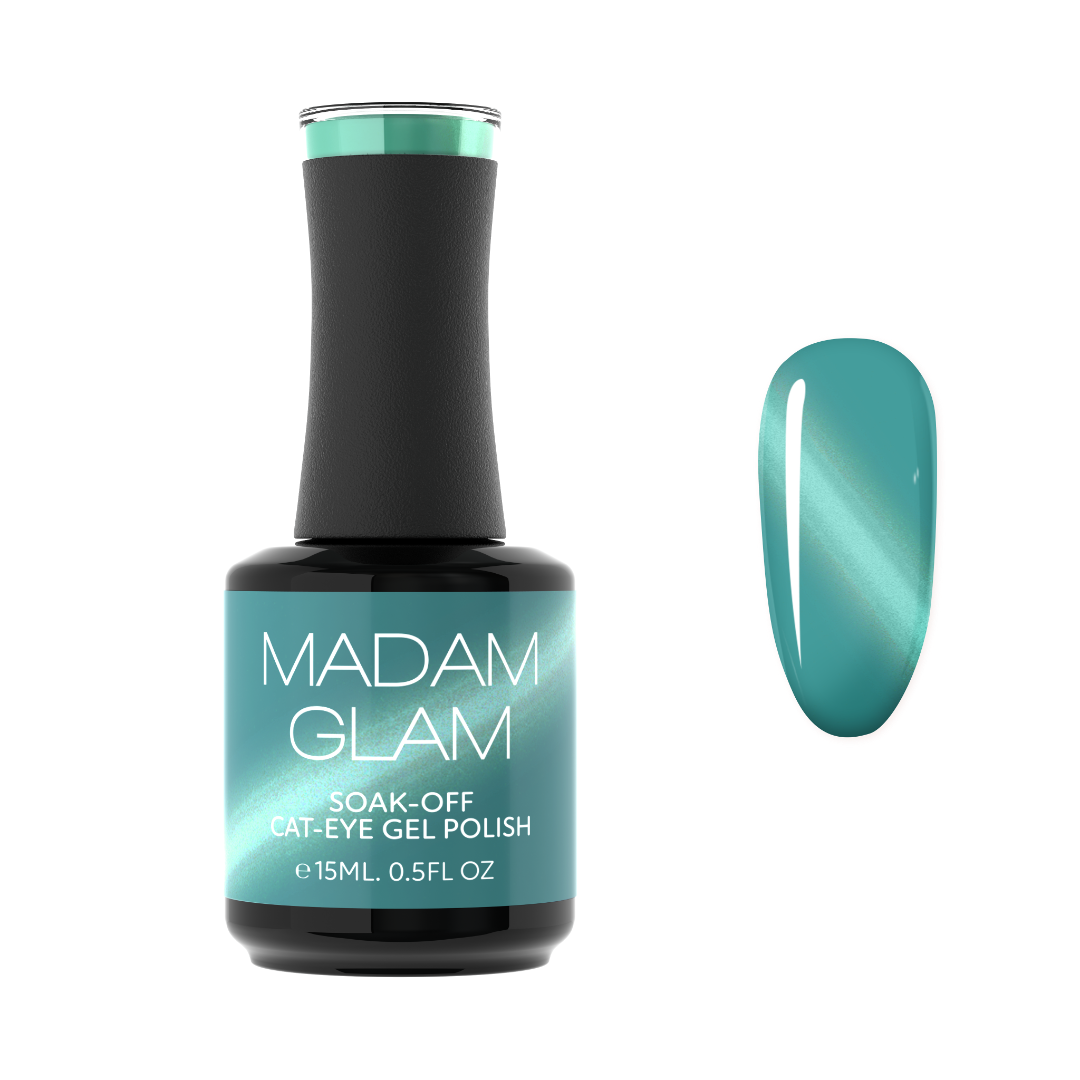 Madam Glam Serene Sky nail polish bottle with light blue shade, displayed with a clean background.