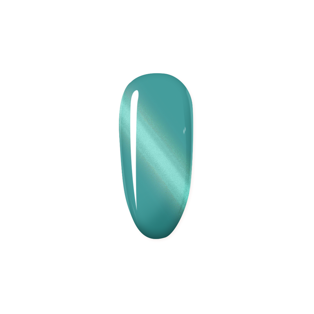 Madam Glam Serene Sky nail polish bottle with the vibrant blue shade visible in a close-up shot.