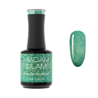Madam Glam Shamrock Glow nail polish bottle with bright green shade and shiny finish.