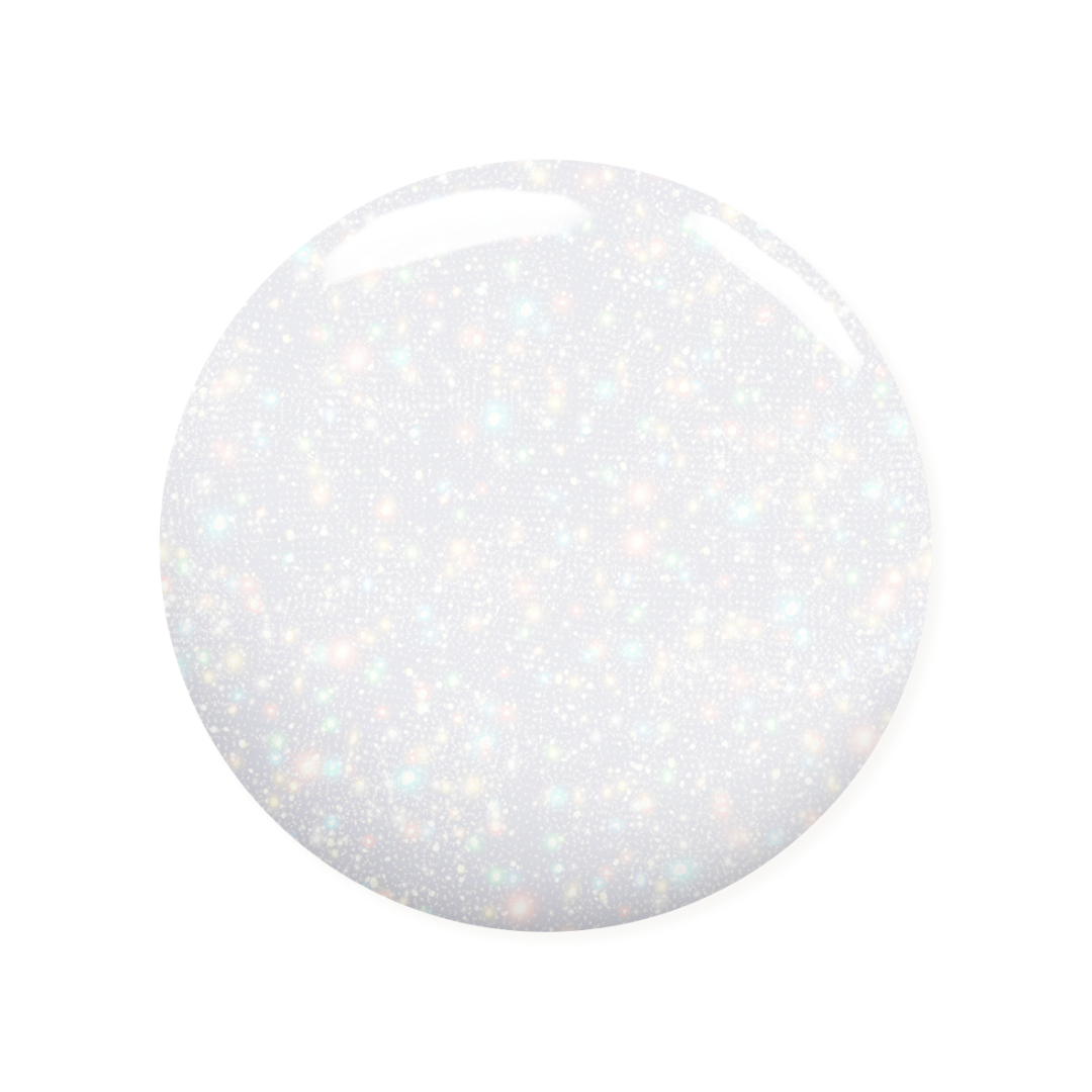 Madam Glam Sheer White nail polish bottle with clear cap and label, showcasing the product's light, transparent white color.