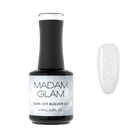 Shimmer Clear nail polish by Madam Glam with a transparent, sparkling finish and glossy appearance.
