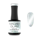 Silver Glory gel nail polish by Madam Glam with a shiny silver finish, displayed in a close-up image.
