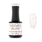 Madam Glam Sparkle On nail polish bottle with a glittery, sparkling finish and vibrant pink cap.