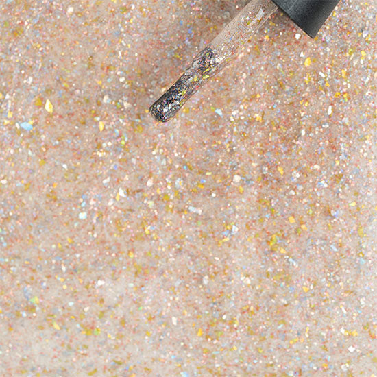 Madam Glam Sparkle On nail polish bottle with glittery pink and purple shades, showcasing a shimmering, sparkling finish.